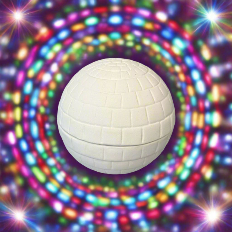 White spherical puzzle on a wooden surface with a rustic background