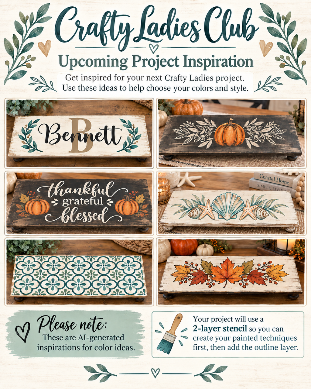 Crafty Ladies Club Stenciled Wood Riser - CLWR-001