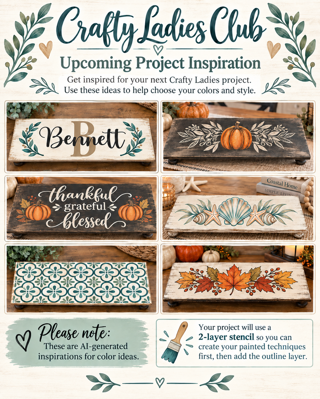 Crafty Ladies Club Stenciled Wood Riser - CLWR-001