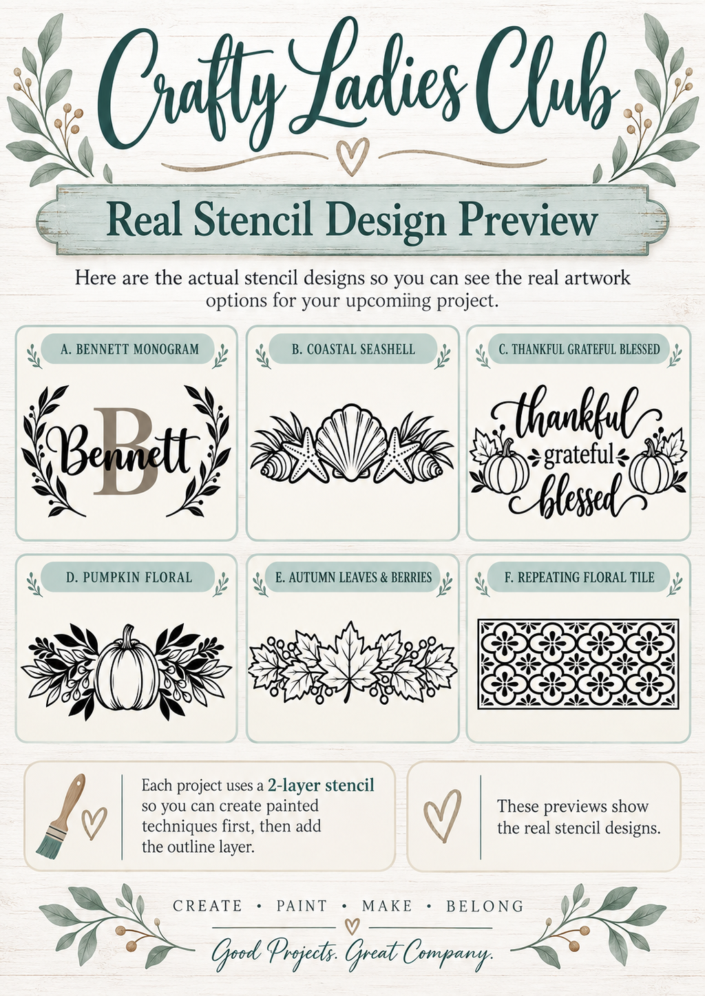 Crafty Ladies Club Stenciled Wood Riser - CLWR-001