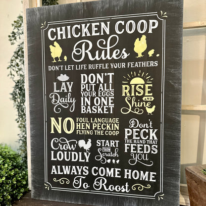 PAINTED Chicken Coop Rules Signature Design P02690