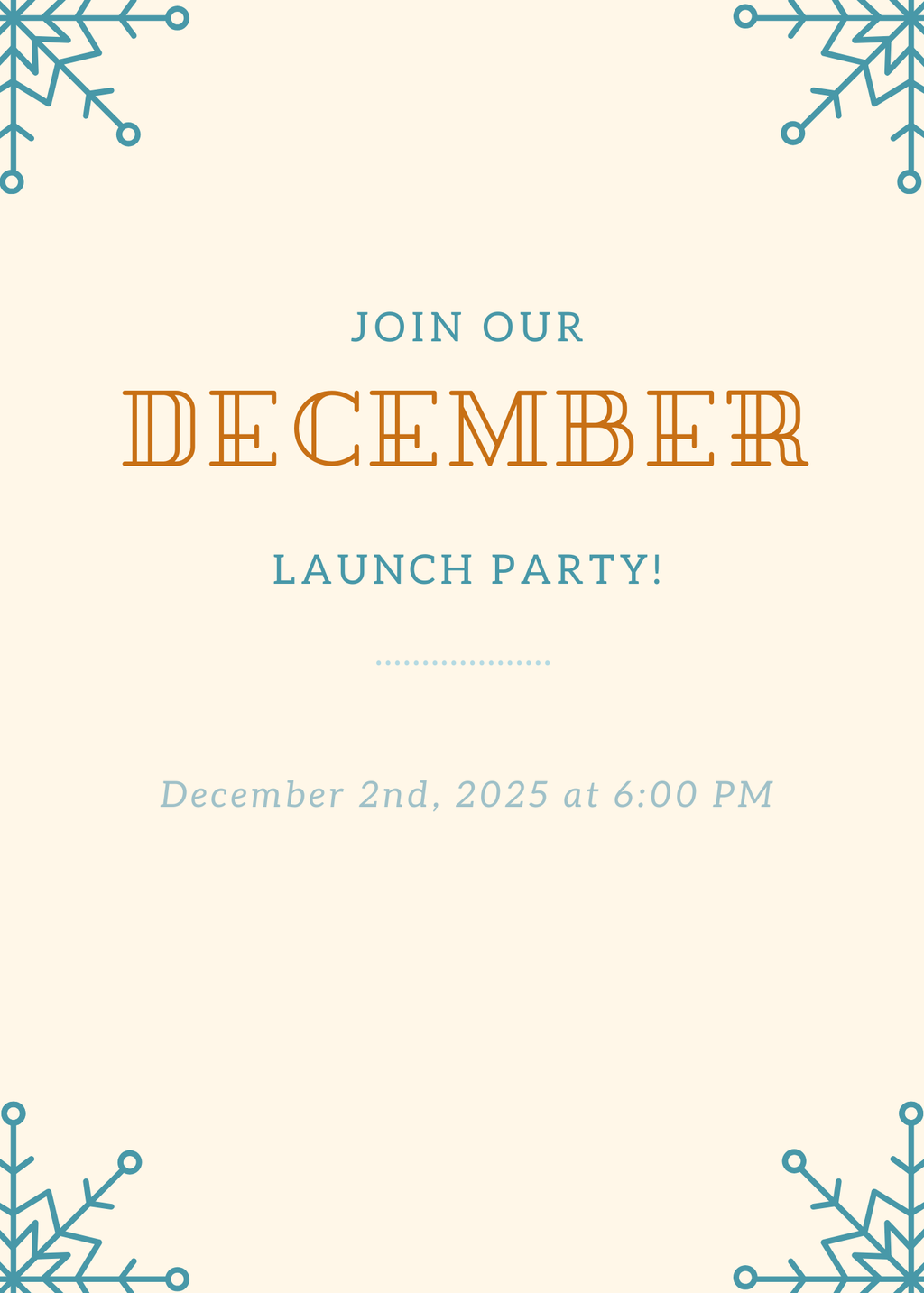 Tuesday December 2nd @ 6pm -Launch Party