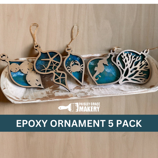 Coastal Layered Epoxy Ornament 5 pack Workshop Choice P13045