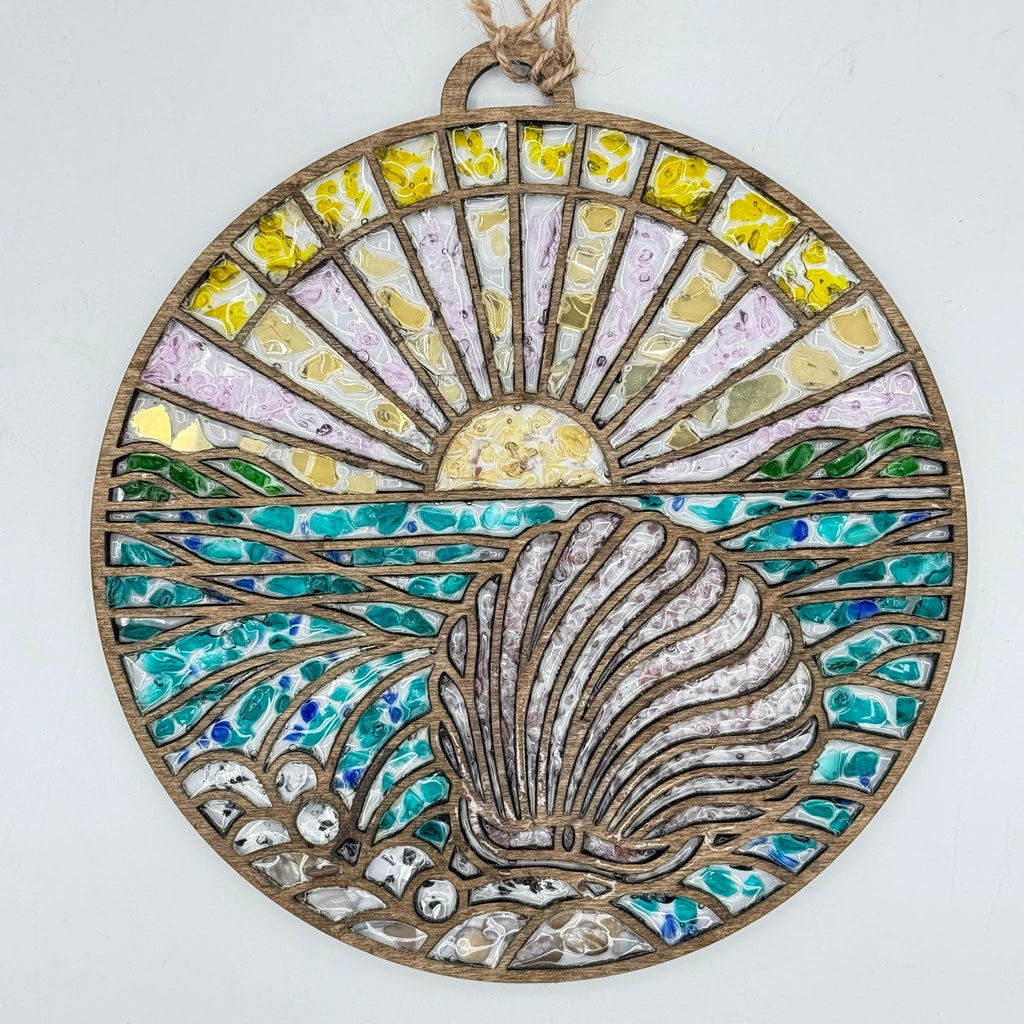 SeaGlass Sun Catcher  Beach with Shell- P014283
