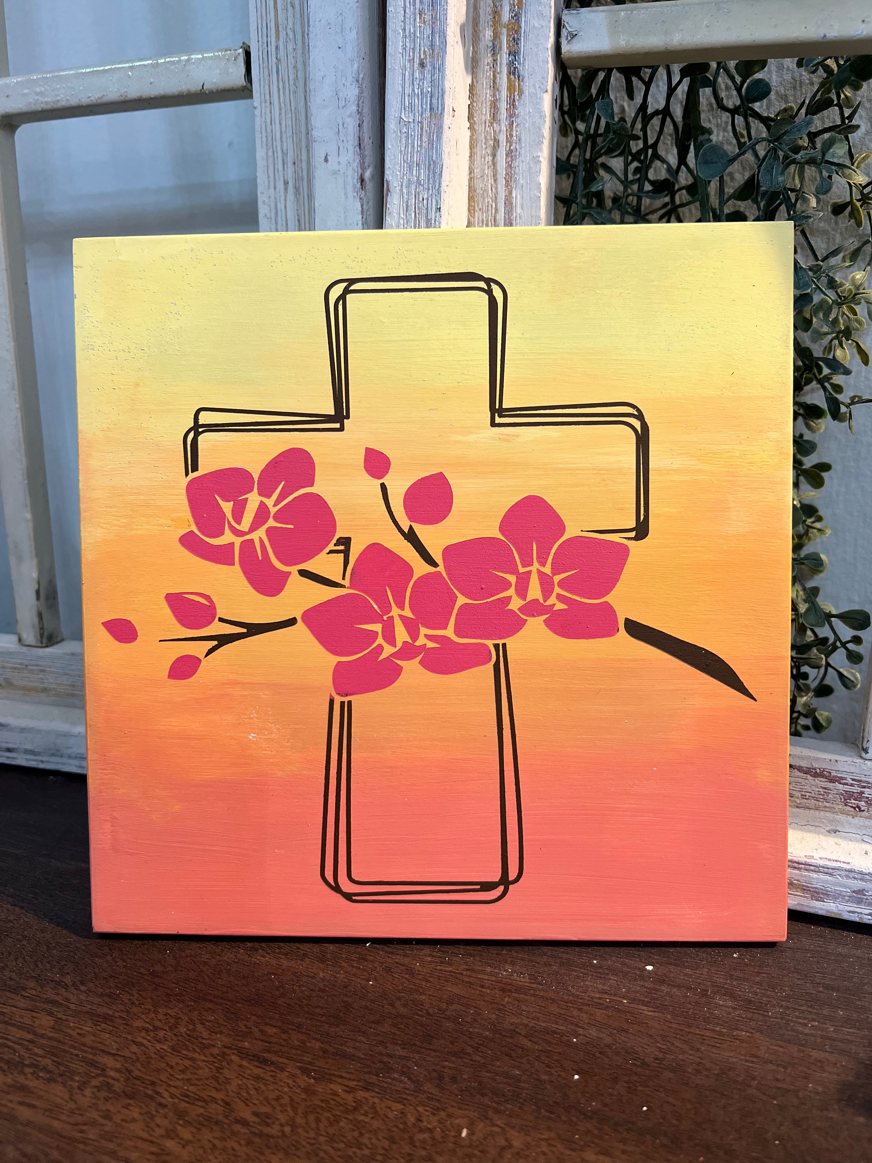 Cross with Flowers P03008