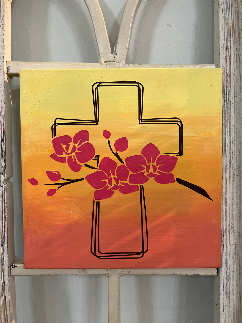 Cross with Flowers P03008