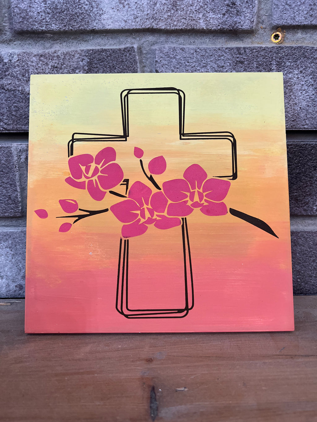 Cross with Flowers P03008