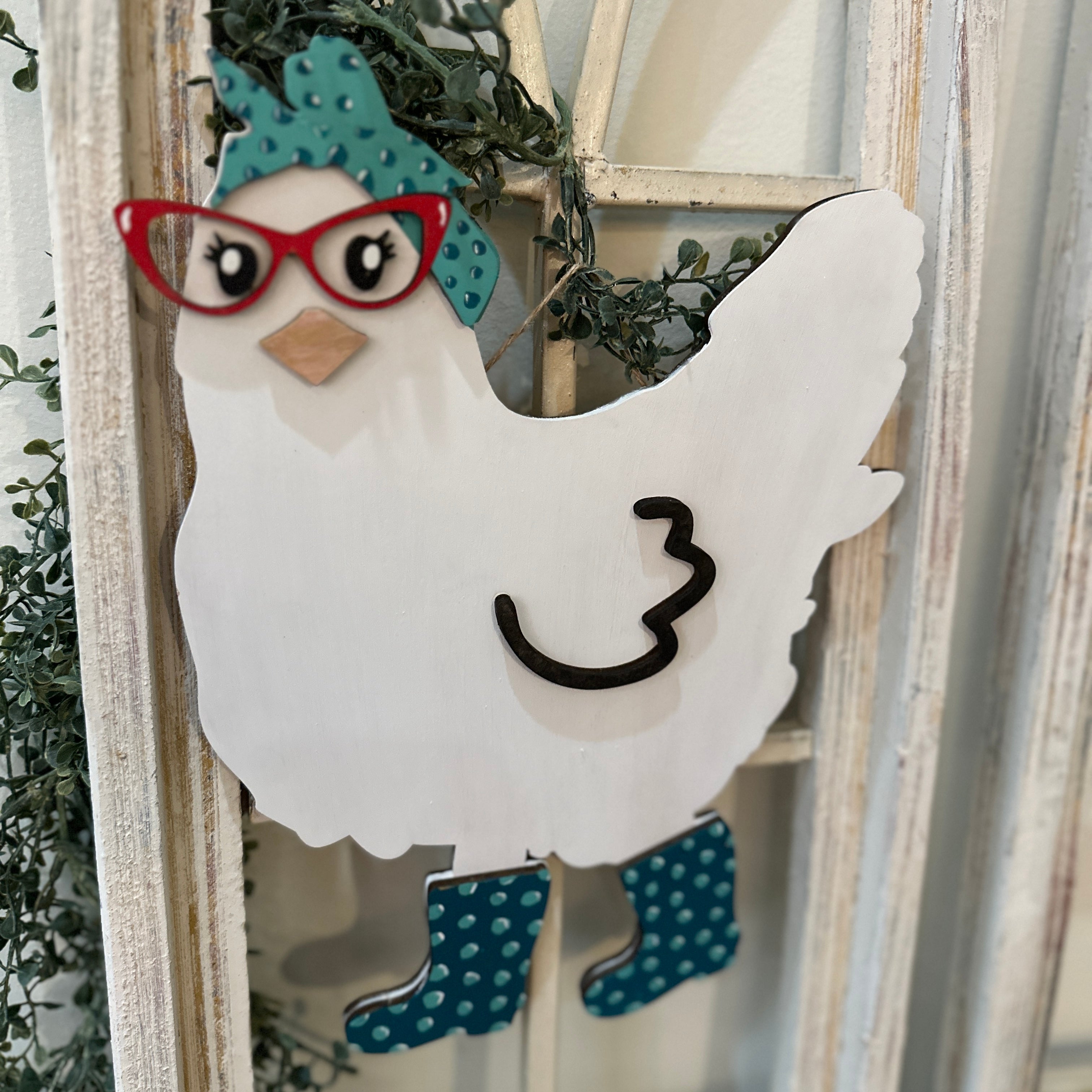 Dolled Up Chicken  Mini Door Hanger P02685