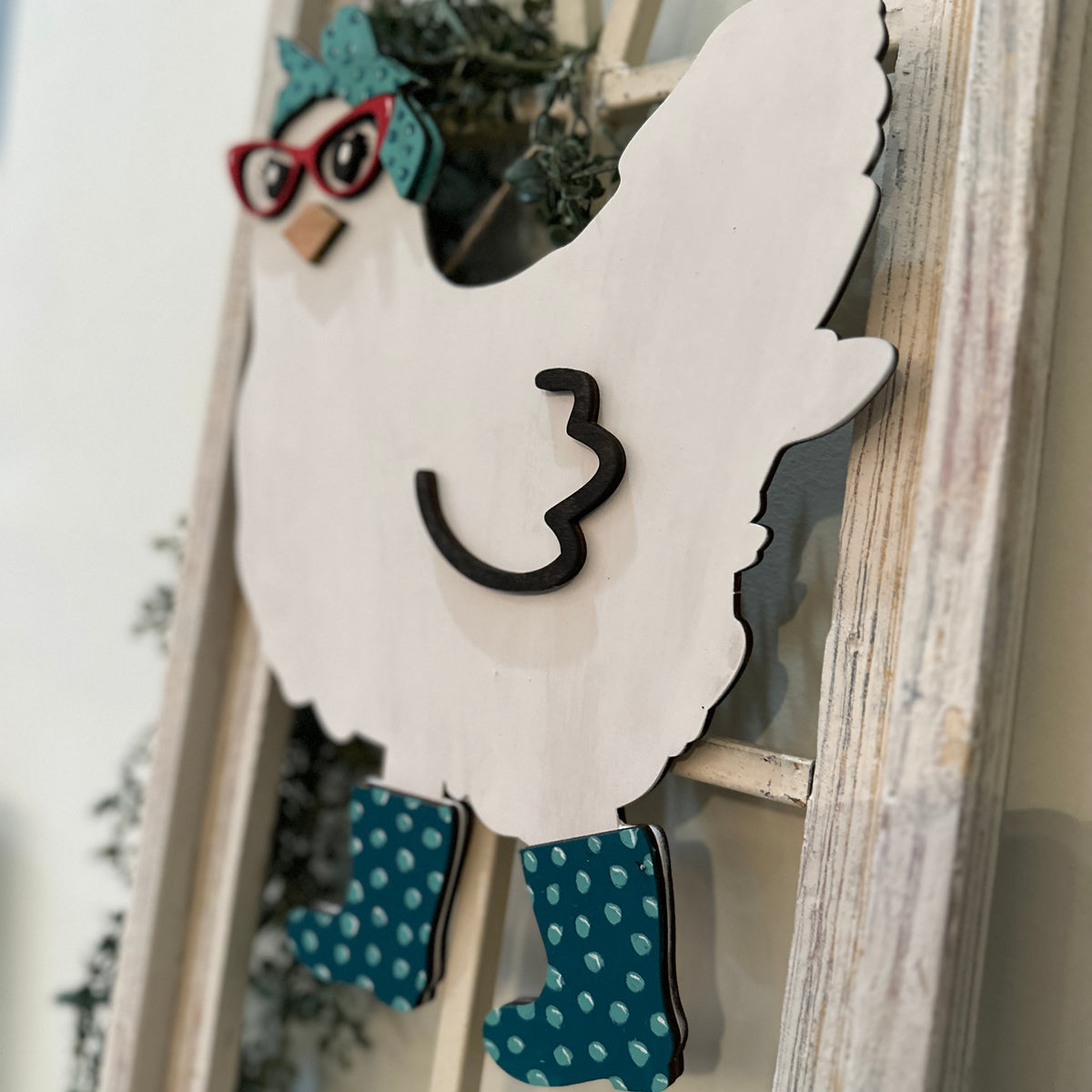 Dolled Up Chicken  Mini Door Hanger P02685