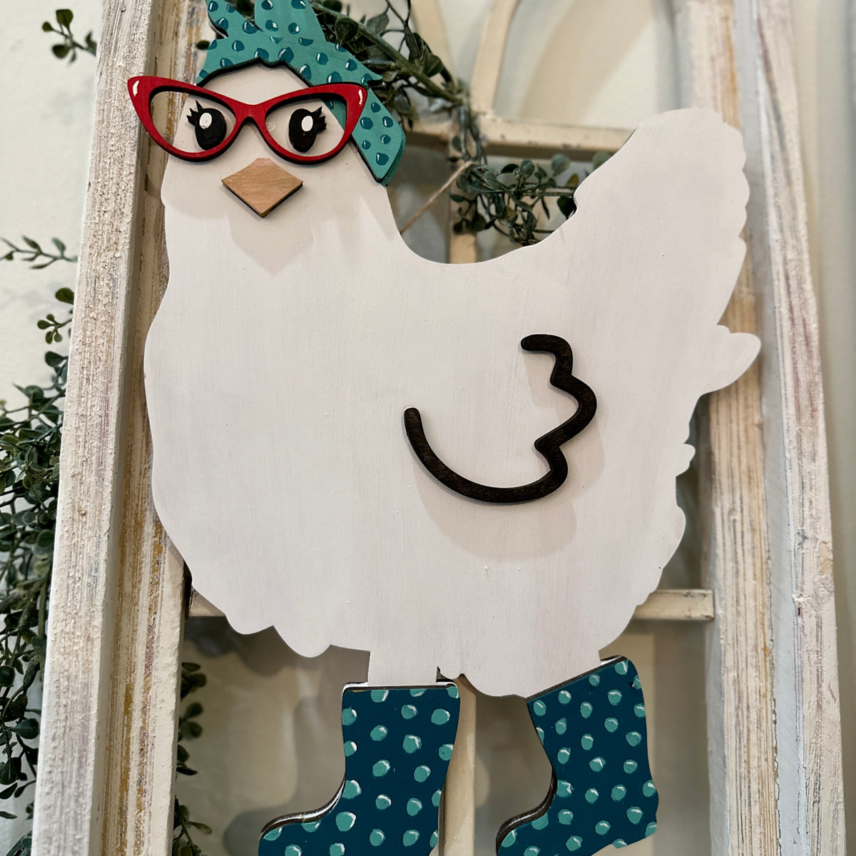 Dolled Up Chicken  Mini Door Hanger P02685