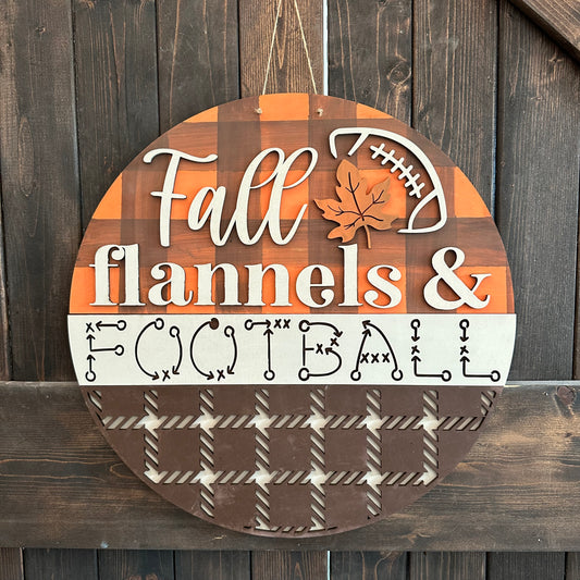 Fall Flannels & Football 3D CIRCLE DOOR HANGER DESIGN P02773