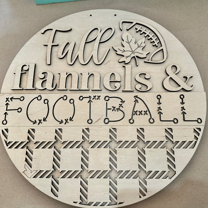 Fall Flannels & Football 3D Round Door Hanger Design P02773