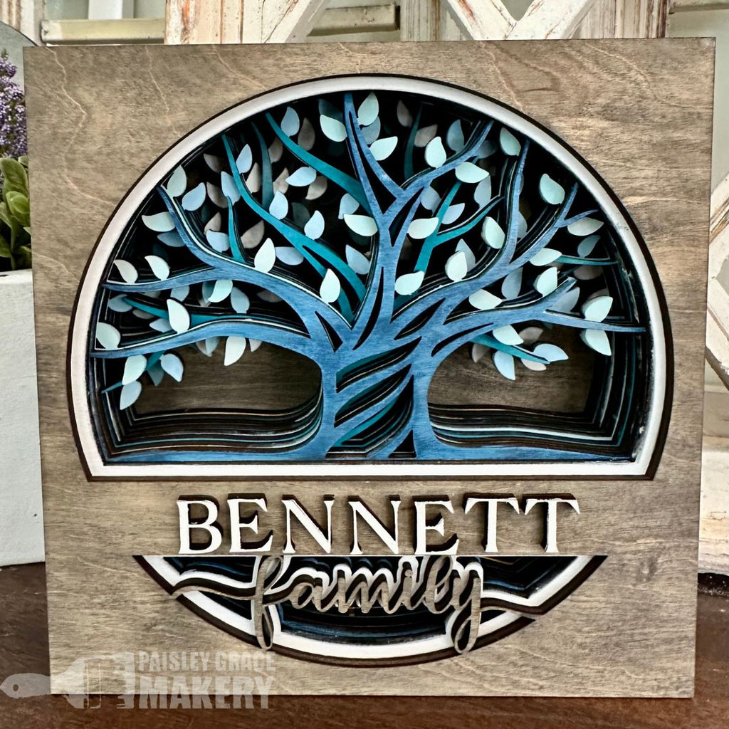 Family Tree Layered Sign P03738