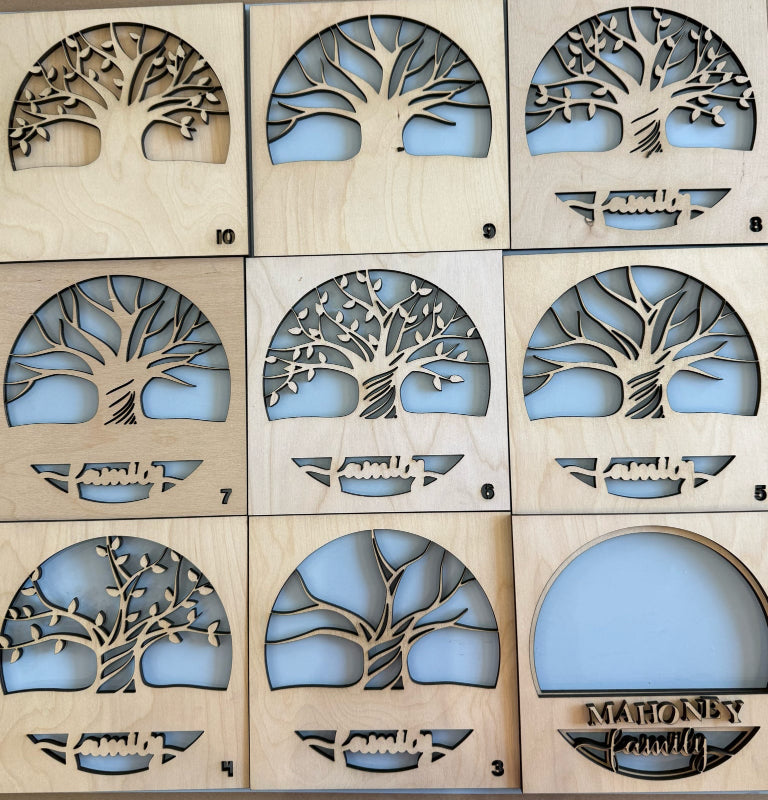 Family Tree Layered Sign P03738