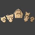 Farm Animals With Barn 3D LASER PROJECT - P014108
