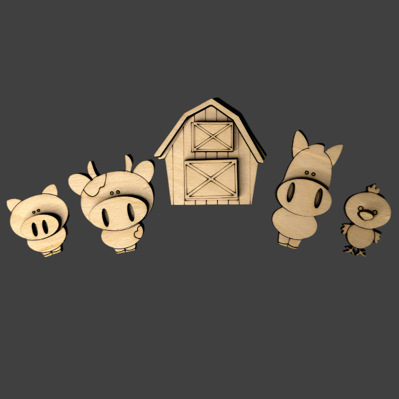 Farm Animals With Barn 3D LASER PROJECT - P014108