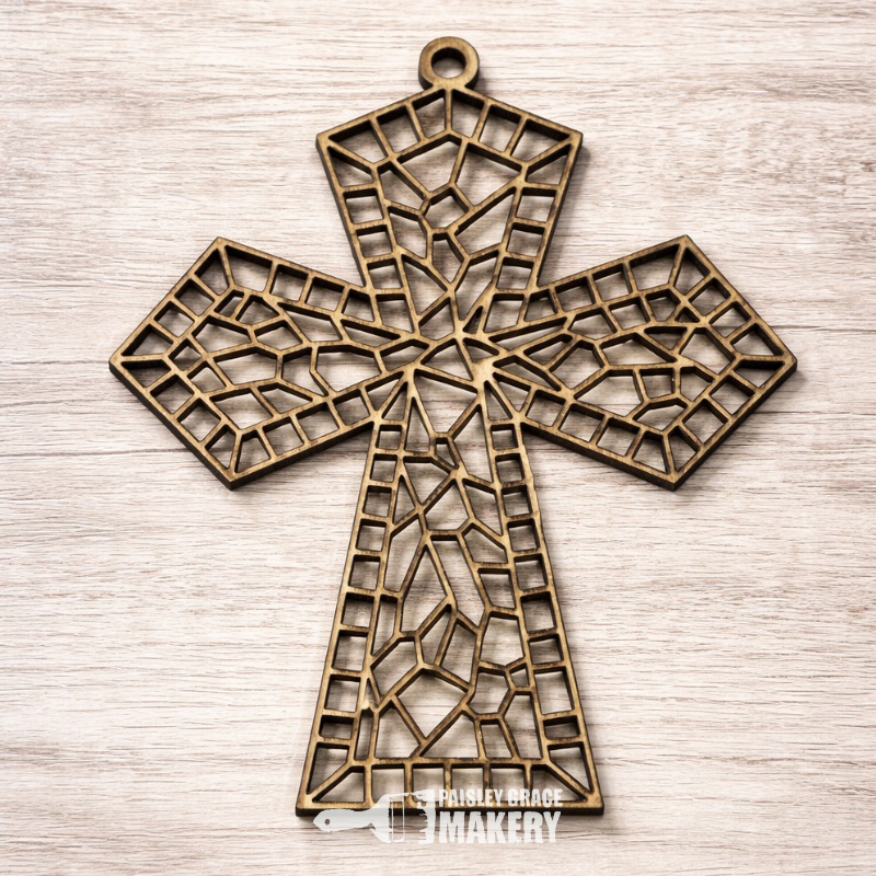 Faux Stained Glass Cross Sun Catcher G338