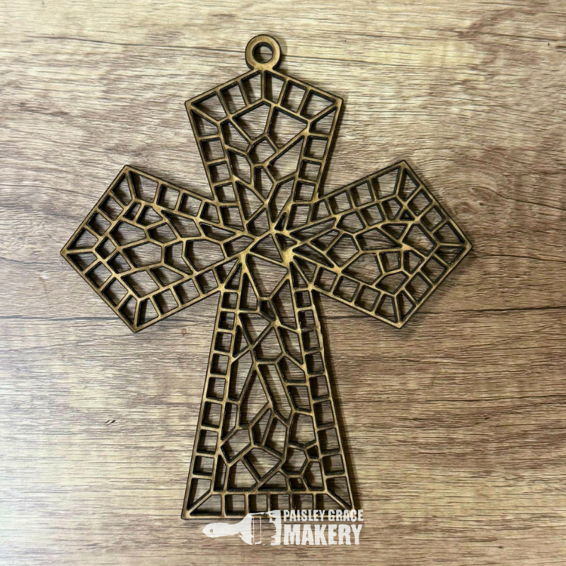Faux Stained Glass Cross Sun Catcher G338