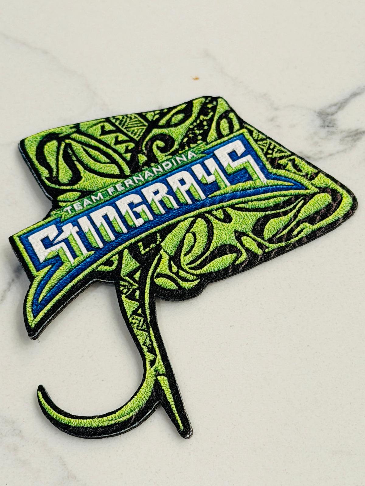 Fernandina Beach Stingrays Iron On Leatherette Textured Hat Patch