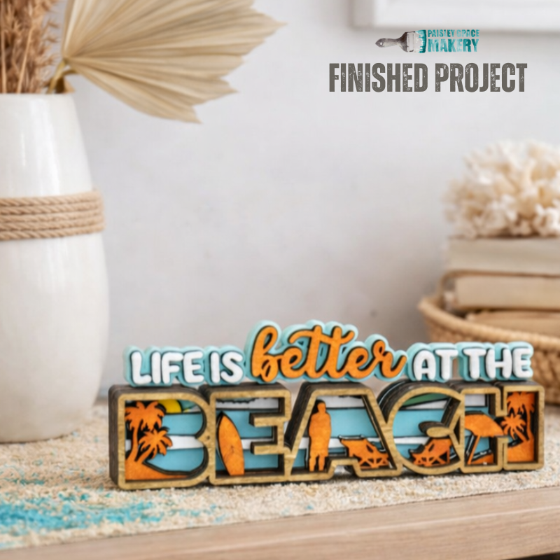 Layered Beach Sign 3D LASER PROJECT - P014093