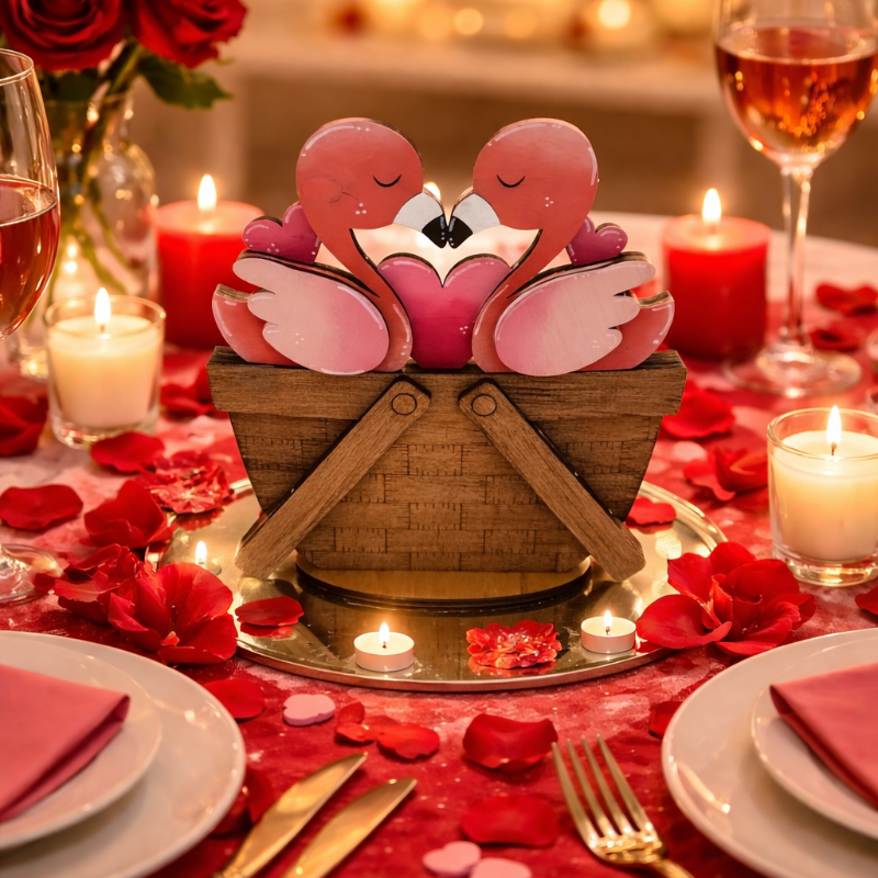 Flamingo Love Basket Changeable 3D LASER PROJECT G312