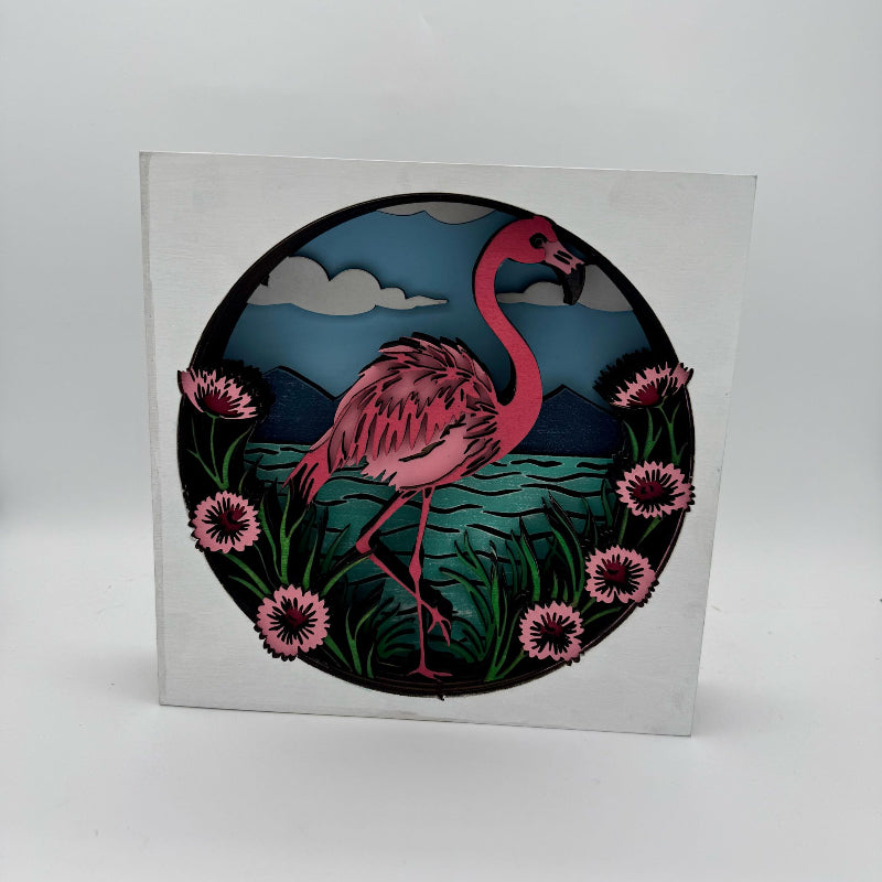 Flamingo with Flowers 3D LAYERED PROJECT G357
