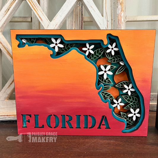 Florida Flowers Shelf Sitter 3D Sign P03735