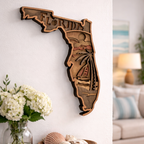 Wooden wall art of Florida on a white wall . Finished project or DIY Craft Kit. Realtor Gift. Florida Housewarming gift. 