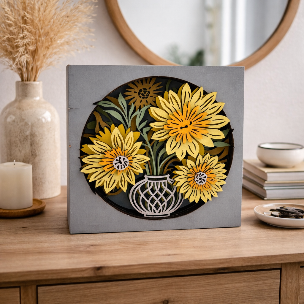 Flowers in Vase 3D LAYERED PROJECT G358