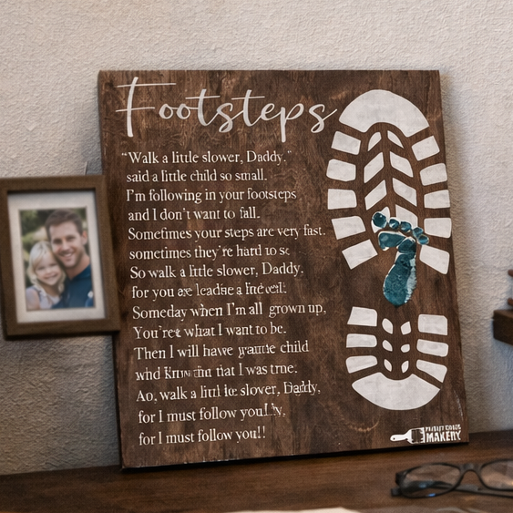 Dad Footprint Poem for Office- Father's Day DIY Personalized Gift. 
