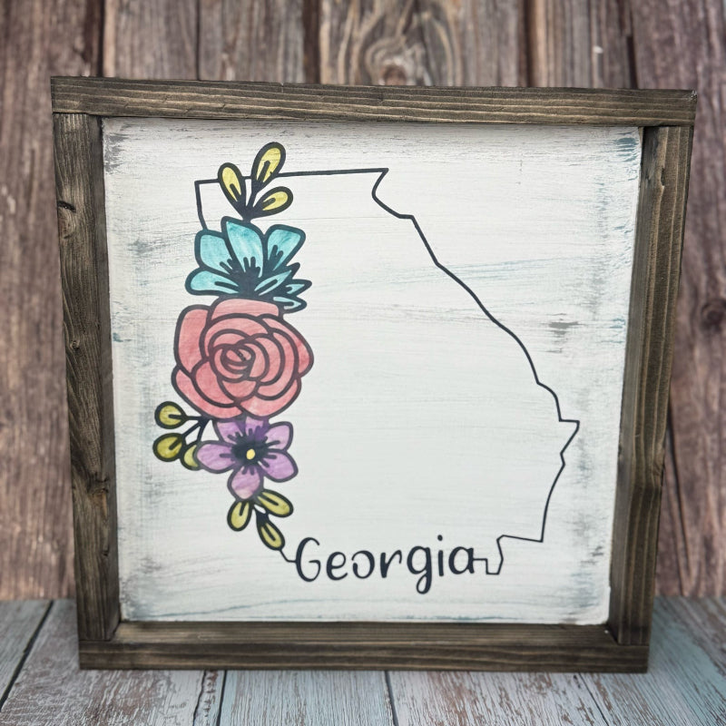 Georgia State Floral SQUARE DESIGN 