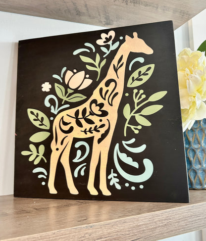 Giraffe Folk Art Mini Design P02972
