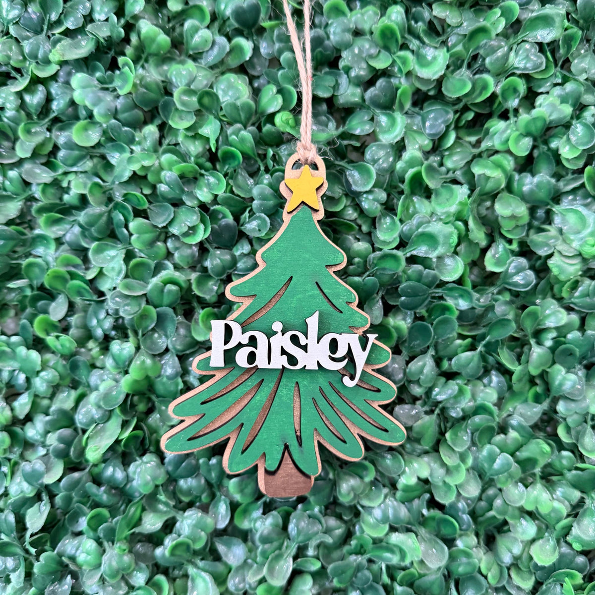 Glitter Christmas Tree Personalized Name Ornament G0764