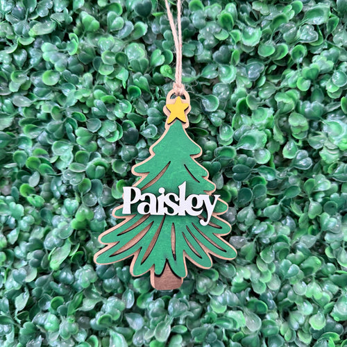 Glitter Christmas Tree Personalized Name Ornament G0764