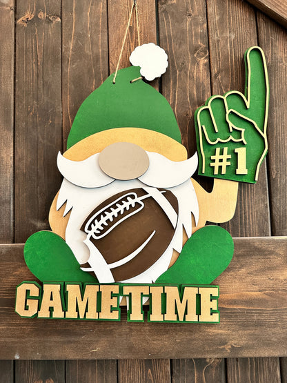 PAINTED Gnome Game Time Football Door Hanger P02798