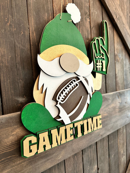 PAINTED Gnome Game Time Football Door Hanger P02798