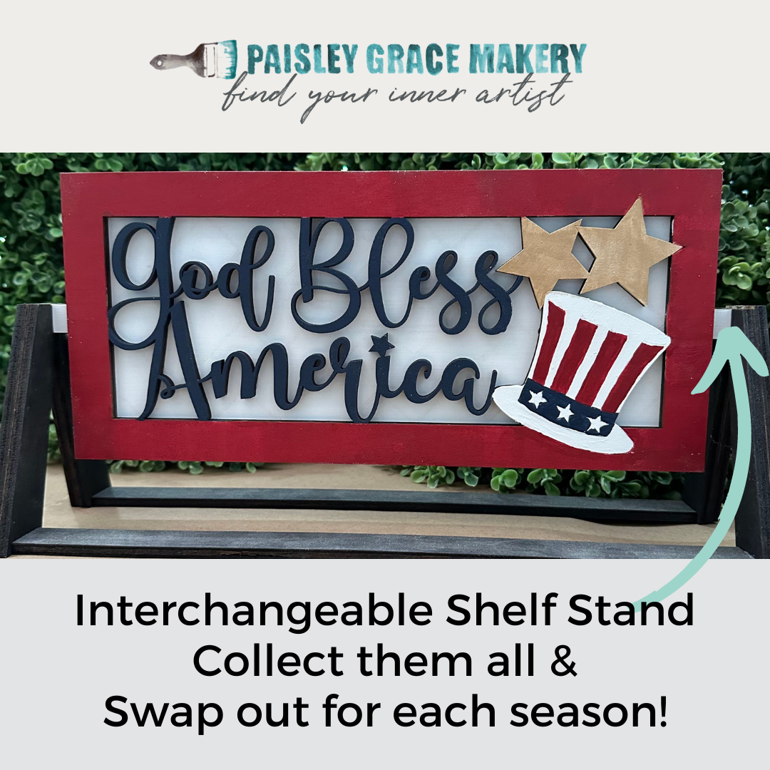 God Bless America Shelf Stand Sign Insert P2139