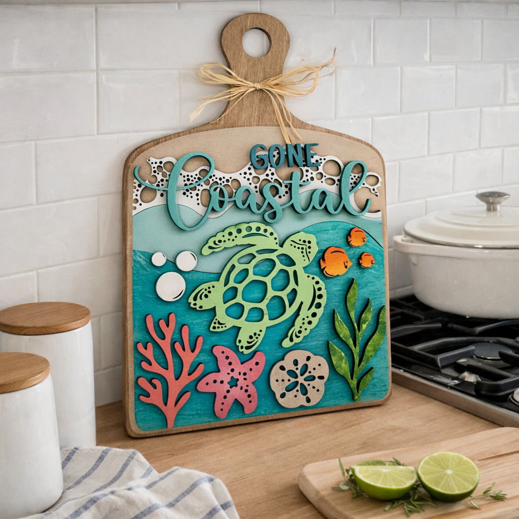 Going Coastal Turtle 3D LAYERED PROJECT G360