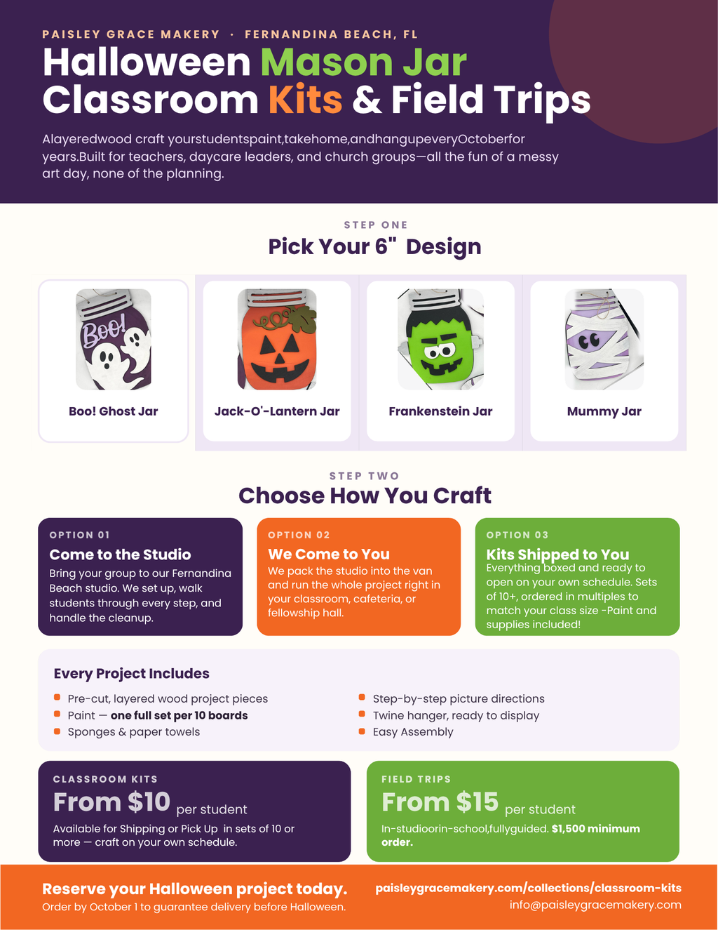 Halloween Mason Jar Field Trip or Classroom Kit