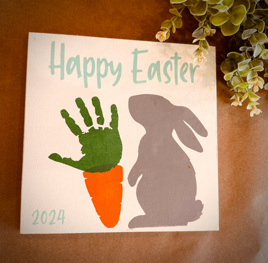 Happy Easter with Bunny 2024 Handprint Art MINI DESIGN P03600