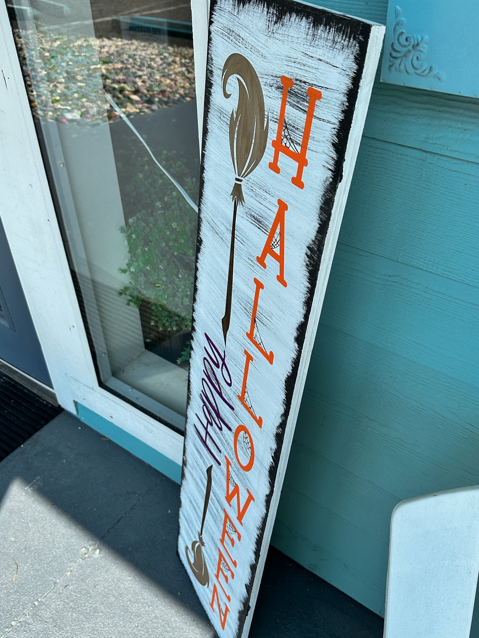 Happy Halloween with Brooms Porch Sign P02933