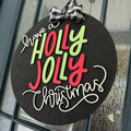 Have A Holly Jolly Christmas Door Hanger, handcrafted wood door hanger from Paisley Grace Makery, Fernandina Beach FL