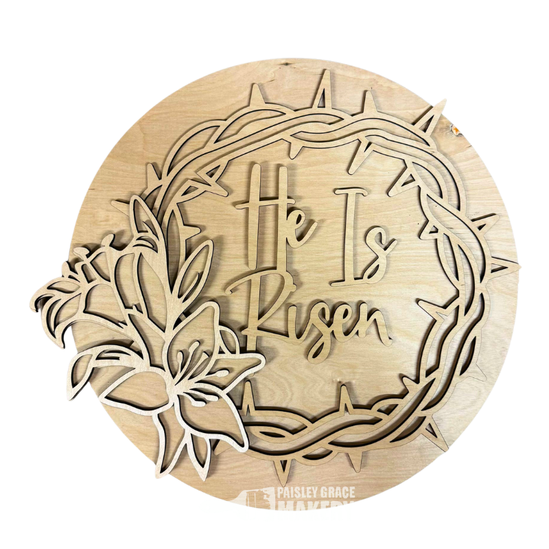 He Is Risen with Crown of Thorns Door Hanger G337