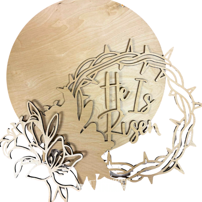He Is Risen with Crown of Thorns Door Hanger G337