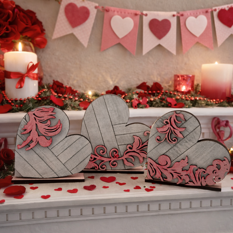 Heart 3D LAYERED Trio Painted PROJECT G308