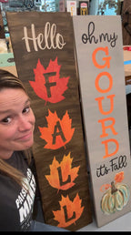 Hello Fall Leaves Porch Sign Plank Design P02993