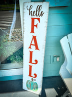 Hello Fall with Large Pumpkin Porch Sign P02932