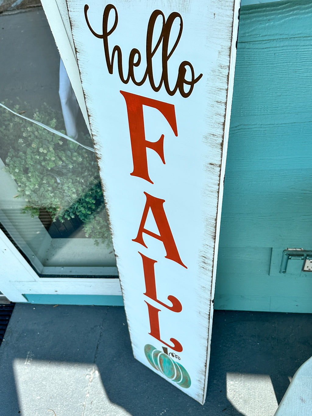 Hello Fall with Large Pumpkin Porch Sign P02932