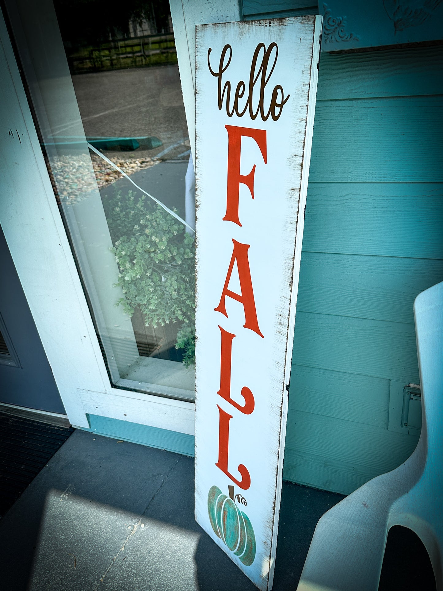 Hello Fall with Large Pumpkin Porch Sign P02932