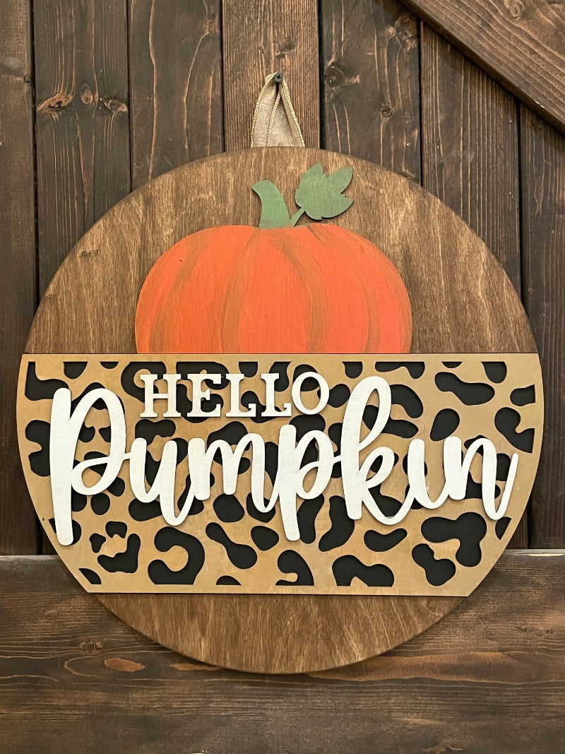 Hello Pumpkin Leopard 3D Round Door Hanger P1629